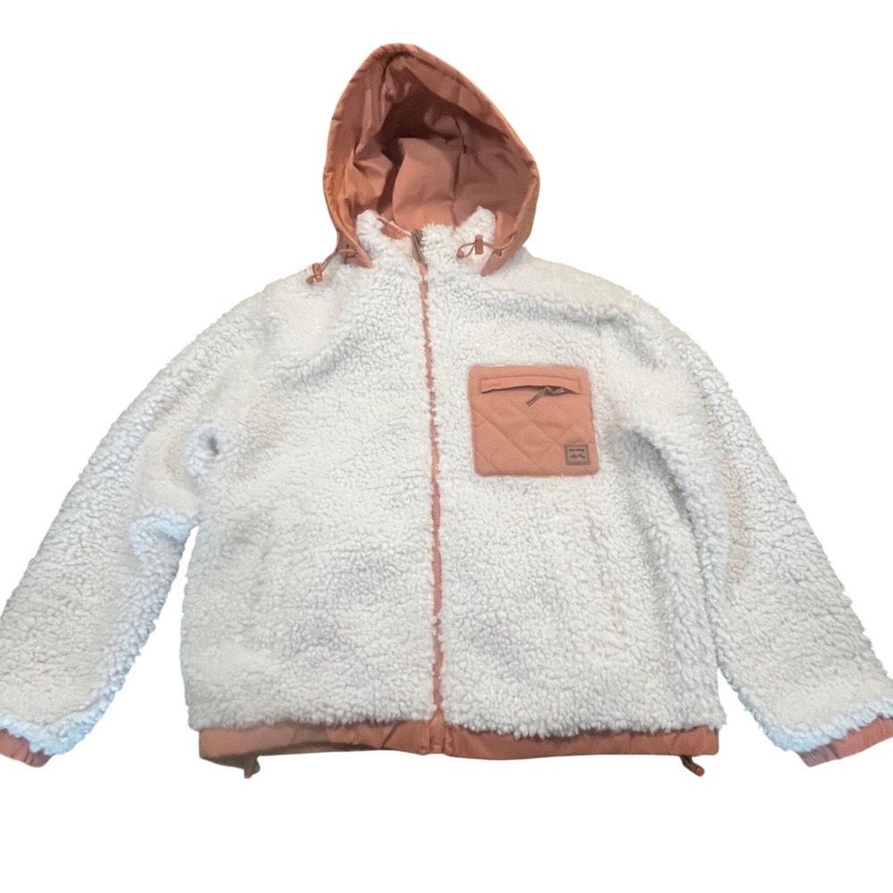 NEW Billabong‎ Boundary Sherpa Fleece Pullover Hoodie Cream Clay S Womens Jacket
